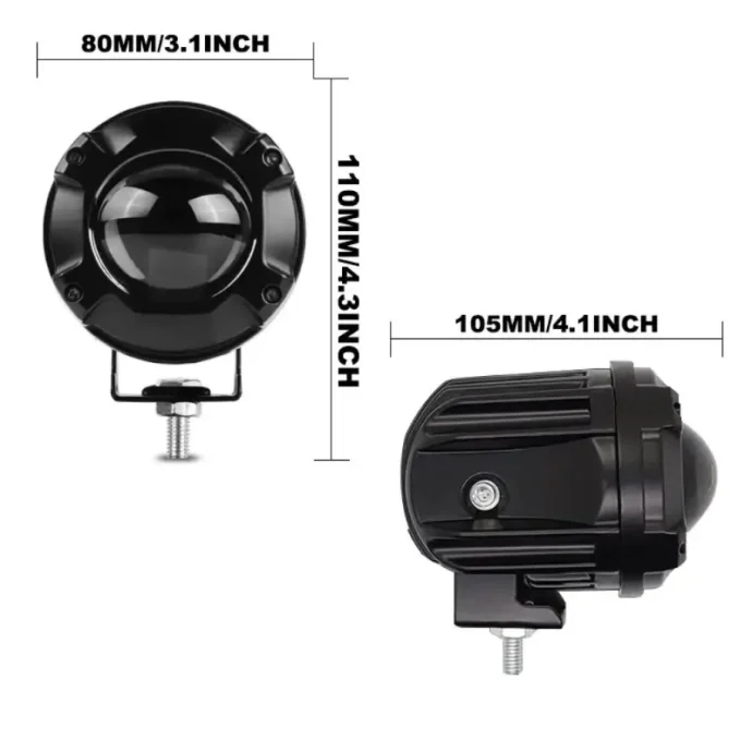 ⁦PROJECTEUR ANTIBROUILLARDS MOTO LED 12V 24V LOUPE PAIR⁩ - الصورة ⁦3⁩