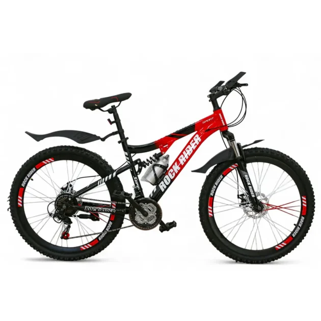 Découvrez le vélo ROCKRIDER 26 pouces : un VTT performant au design sportif, doté d’une double suspension, de freins à disque puissants et d’un cadre léger et solide. Parfait pour les adolescents et adultes amateurs de sensations fortes en montagne ou en ville.