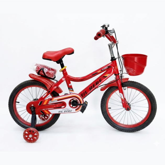 VÉLO 16" SIL TMP Vélo Enfant Rouge avec Roues de Stabilisation (4-6 ans)